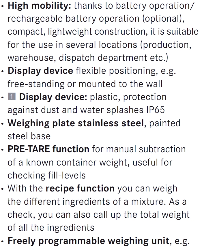 משטחי שקילה דיגיטליים KERN DE TEXT